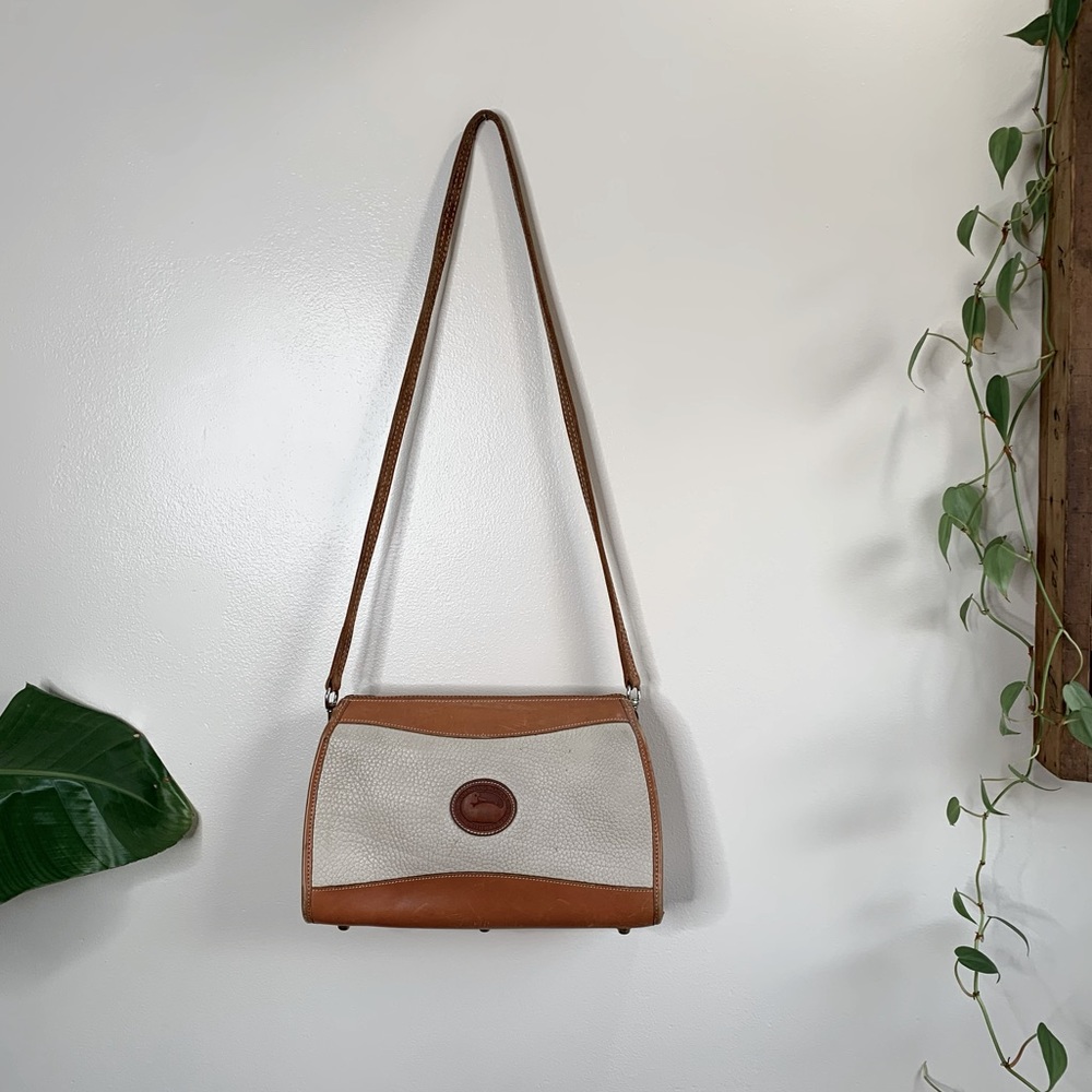 Vintage 90's Dooney and Bourke Cream and British Tan Crossbody Purse